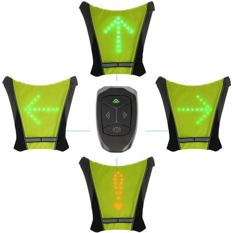 Plecak z sygnalizatorem LED Maclean, z pilotem, MCE420 baterie Lithum 3.7V 500mAh, 2xCR2032, wodoodporność: pilot IPx5, plecak I