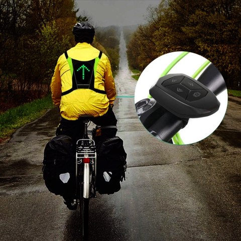 Plecak z sygnalizatorem LED Maclean, z pilotem, MCE420 baterie Lithum 3.7V 500mAh, 2xCR2032, wodoodporność: pilot IPx5, plecak I