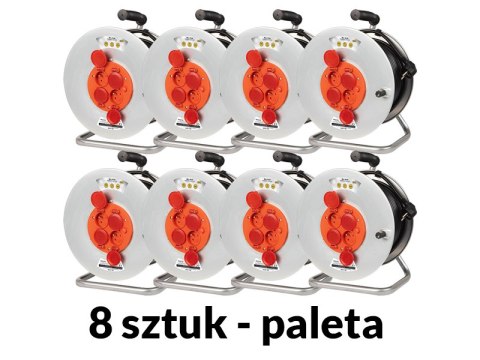 98-097# Przedłużacz sieciowy pr-61 4-gniazda z uziemieniem 50m bęben metalowy 3x2,5mm 8-pak 98-097# Przedłużacz sieciowy pr-61 4-gniazda z uziemieniem 50m bęben metalowy 3x2,5mm 8-pak