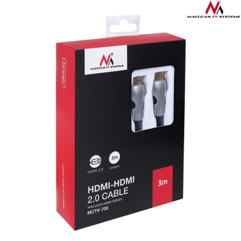 MCTV-705 56660 Przewód kabel HDMI-HDMI 3m v2.0 30AWG 4K 60Hz metalowe koncówki MCTV-705 56660 Przewód kabel HDMI-HDMI 3m v2.0 30AWG 4K 60Hz metalowe koncówki