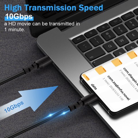 Kabel 2 x USB-C 100W Maclean, wspierający PD, przesył danych do 10Gbps, 5A, czarny, dł. 1m, MCE491