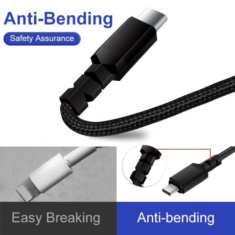 Kabel 2 x USB-C 15W Maclean, wspierający QC 3.0, przesył danych, 3A, czarny, dł. 2m, MCE494